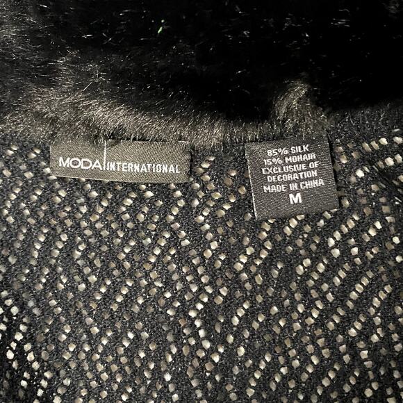 Moda International Faux Fur Knit Wrap Cadigan Gothic Retro Mob Wife - Picture 10 of 11